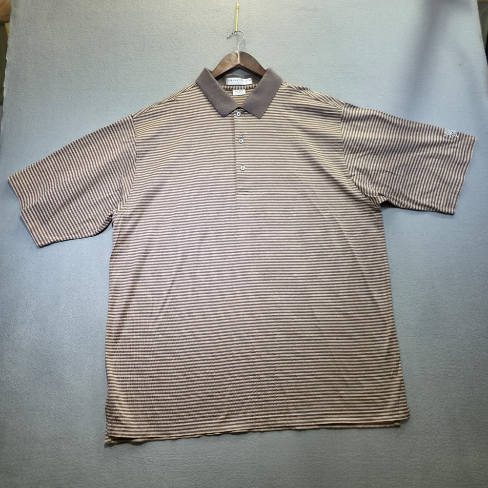 Martin Southern Hills Men's Brown Striped Short Sleeve Polo‎ Shirt Size 2XL